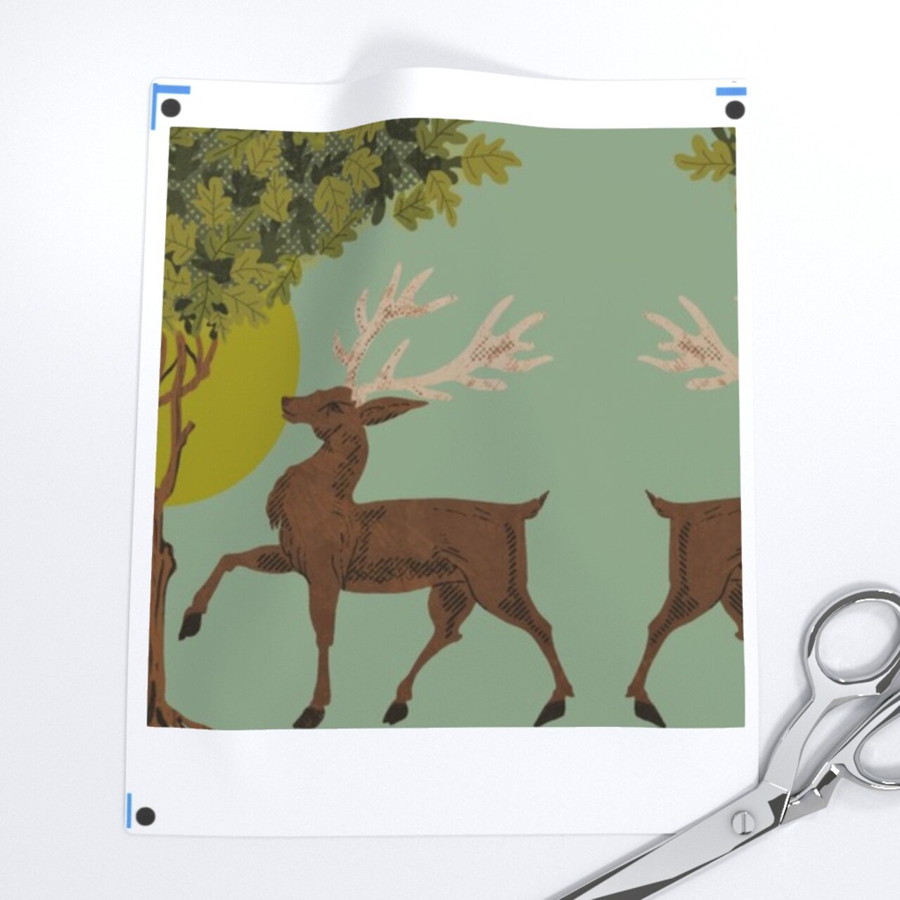 Woodland Nature Mint Green Vintage Style Animals Woods Trees Botanical Whimsical Custom Printed Fabric by Spoonflower Various Fabrics by the Yard or Fat Quarter